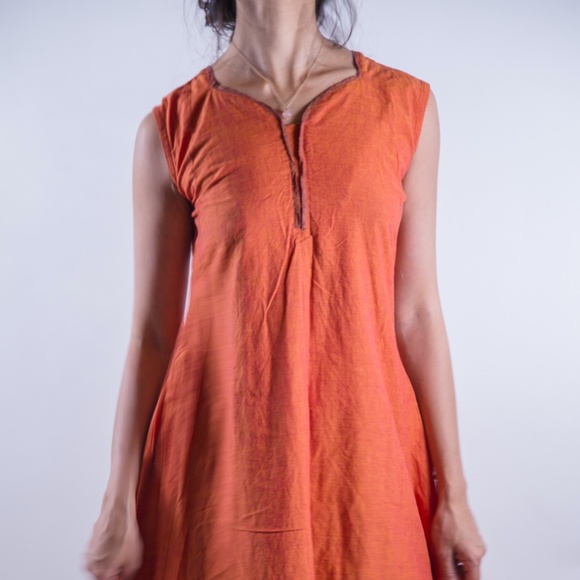 Orange Cotton Kurta - Picture 1 of 3